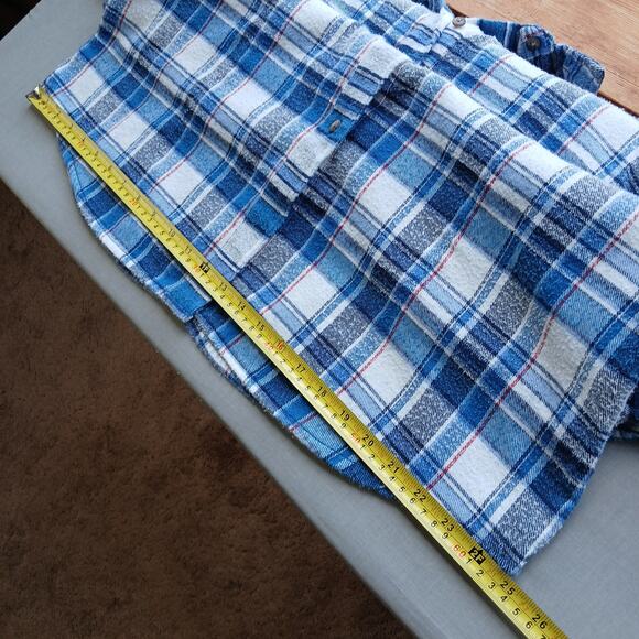 Canyon Guide Juneau Flannel Shirt 2X blue white plaid LS well worn warm soft - Picture 11 of 14